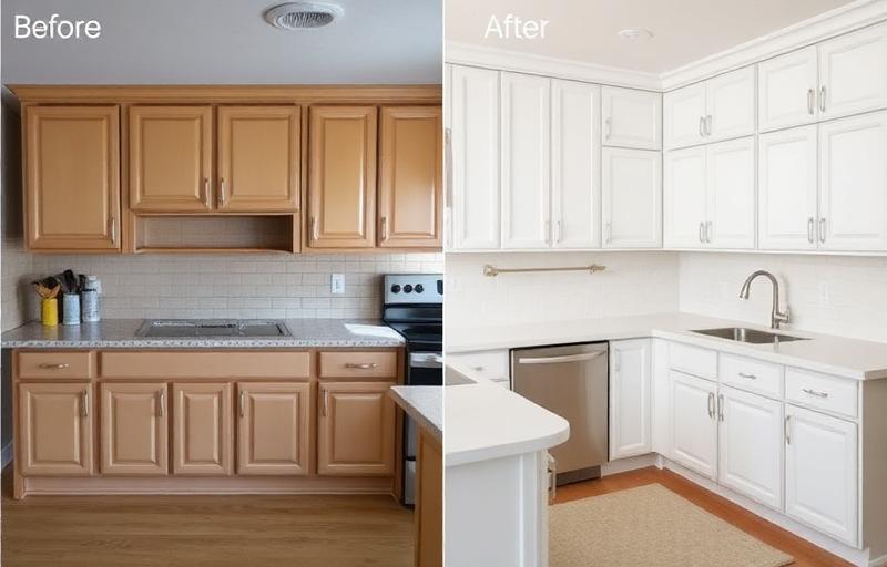 Before and after kitchen cabinet refacing transformation