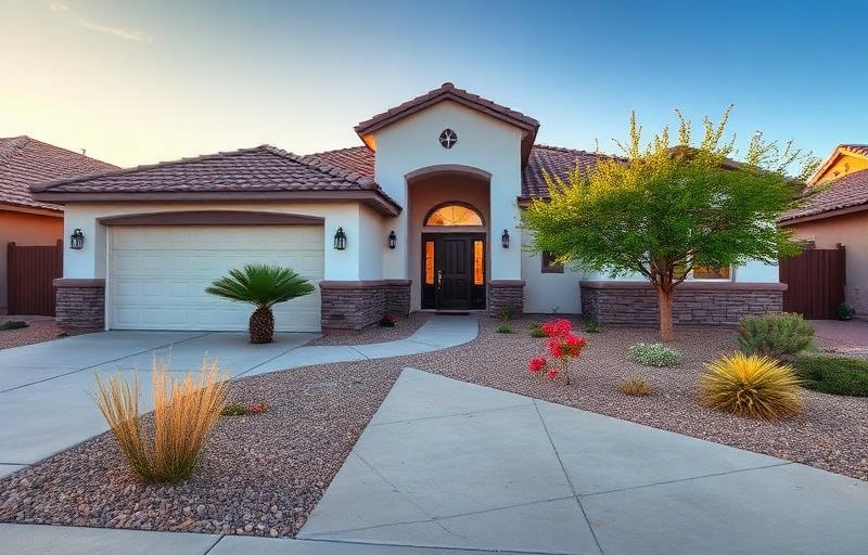 Beautiful Mesa Arizona home exterior with fresh paint and desert landscaping