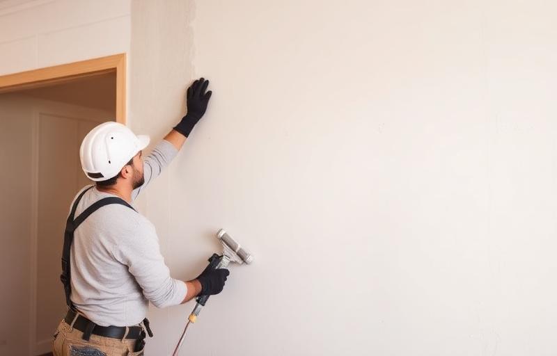 Professional drywall installer finishing a wall in a Mesa Arizona home