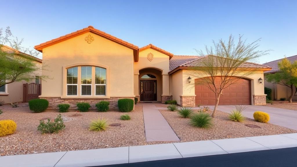 Beautiful Gilbert Arizona home exterior with desert landscaping