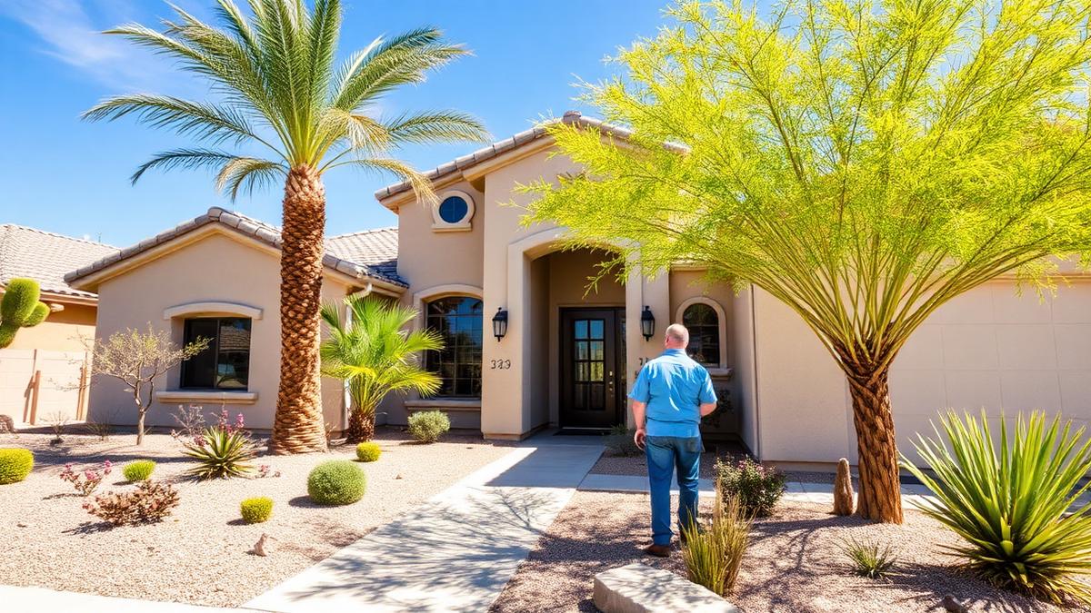 Arizona desert home exterior with well-maintained landscaping