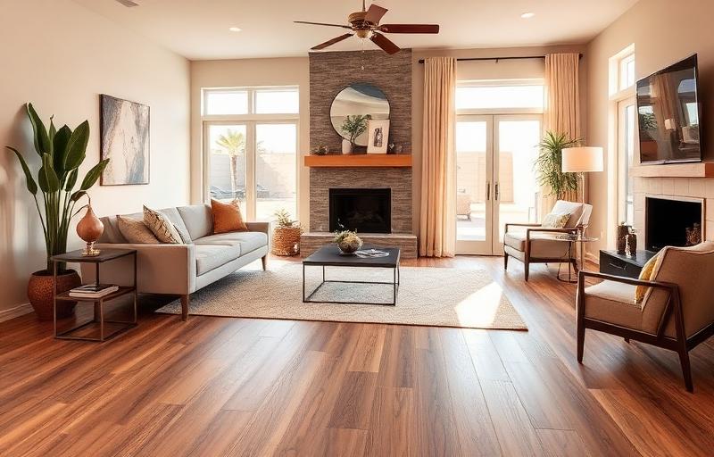 Luxury vinyl plank flooring installed in a modern Arizona living room
