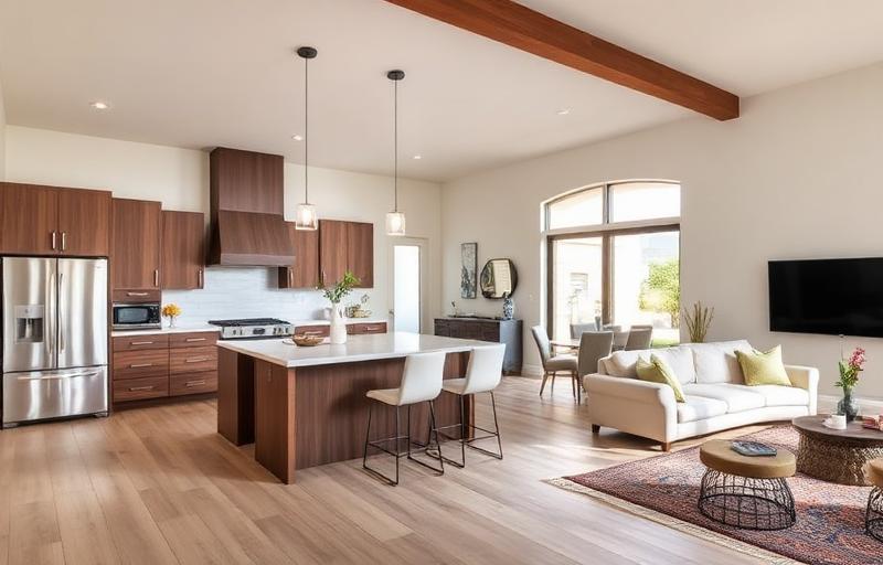 Open concept kitchen and living room remodel in a Mesa Arizona home