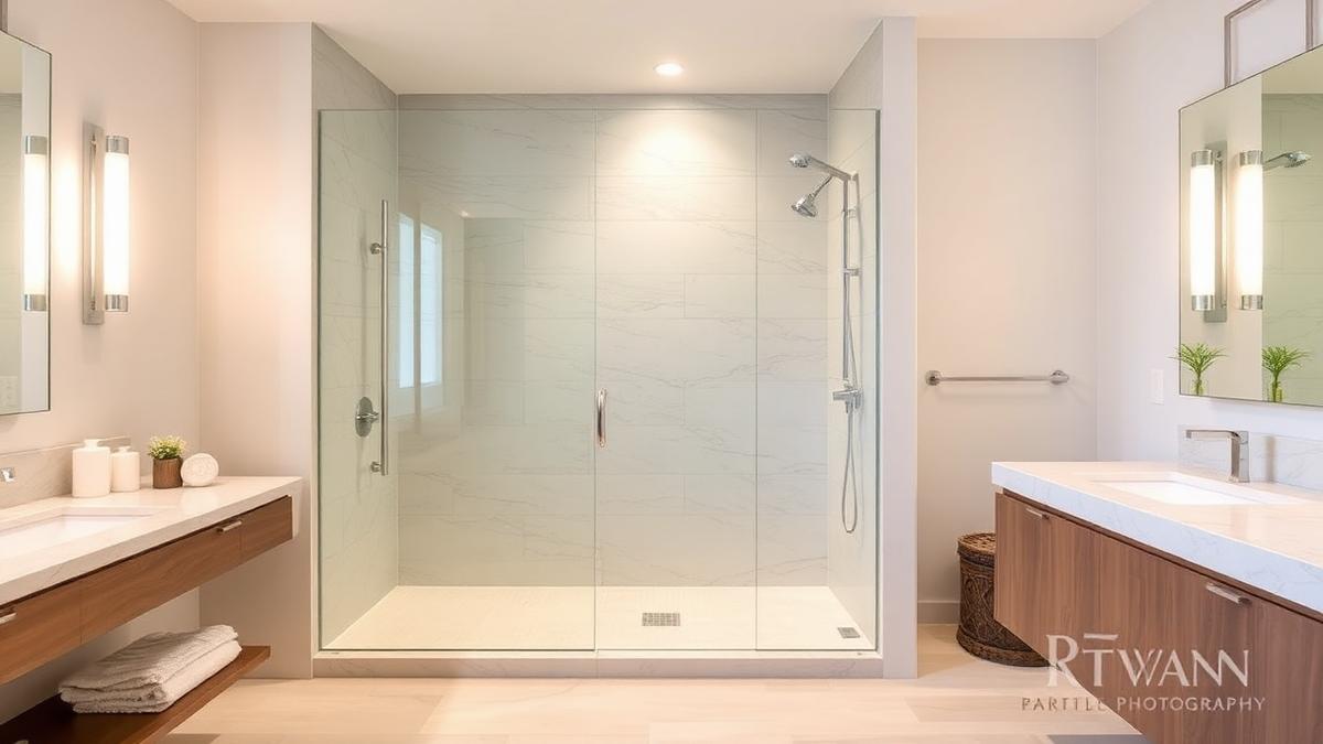 Walk-in shower with glass door in a remodeled Mesa AZ bathroom