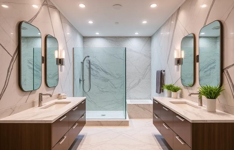Luxury bathroom remodel featuring walk-in shower and custom tile work in Mesa, Arizona
